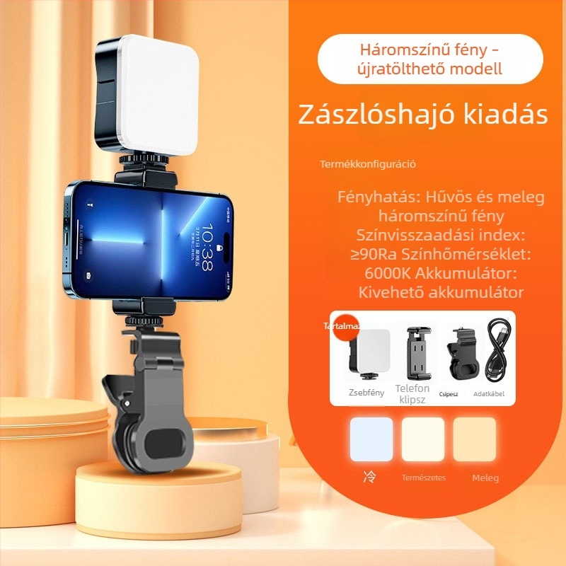 Telefonhoz készült kitöltő fény fotózáshoz, mini méret, hosszú üzemidő, sminkfény