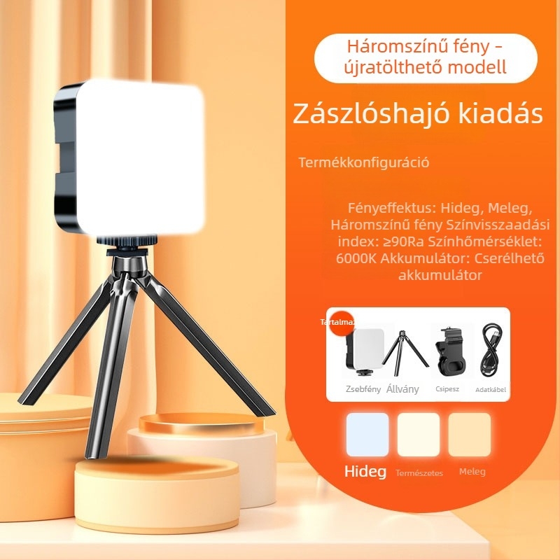 Telefonhoz készült kitöltő fény fotózáshoz, mini méret, hosszú üzemidő, sminkfény