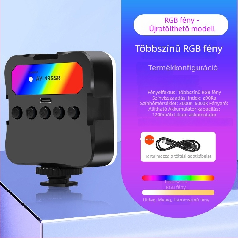 Telefonhoz készült kitöltő fény fotózáshoz, mini méret, hosszú üzemidő, sminkfény