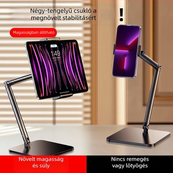 Asztali telefon-tartó élő közvetítéshez – alumíniumötvözet, max terhelés 2 kg, súly 950 g, modell 000865