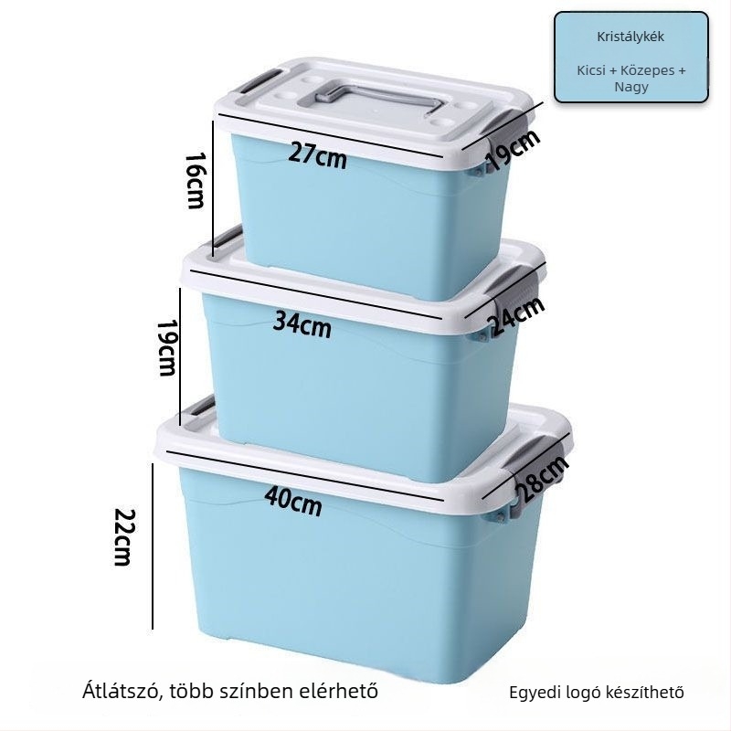 Houxu PP műanyag tároló doboz fedéllel, átlátszó, többfunkciós, hordozható