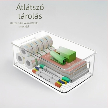 Asztali tároló doboz, átlátszó műanyag, halmozható, 12 L kapacitás, modell 3267