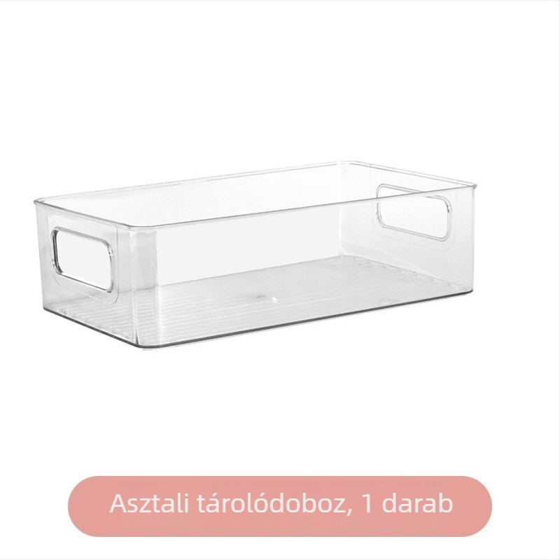 Asztali tároló doboz, átlátszó műanyag, halmozható, 12 L kapacitás, modell 3267