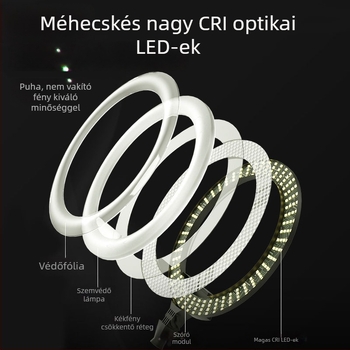 Padlóra álló gyűrűs lámpa élő közvetítéshez telefon tartóval, LED 55–65W, 220V, dimmelhető