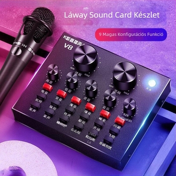 V8 hangkártya készlet élő közvetítéshez — Vezeték nélküli karaoke mikrofon, Bluetooth 3.0, beépített 300–500 mAh akkumulátor, üzemidő 3–6 óra