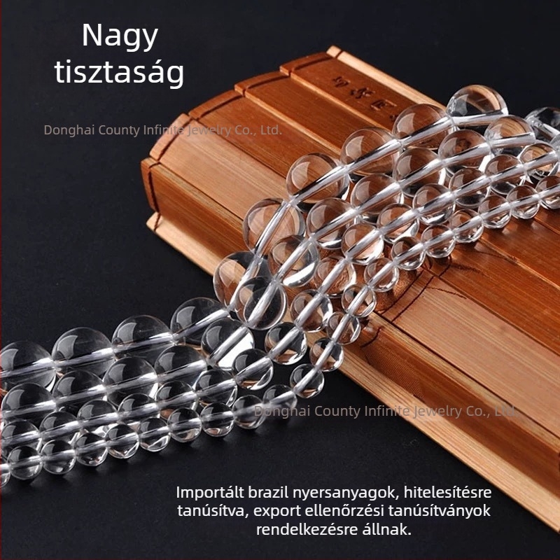 Természetes fehér kristály gyöngyök – félig kész, átlátszó DIY karkötő és nyaklánc ékszerhez