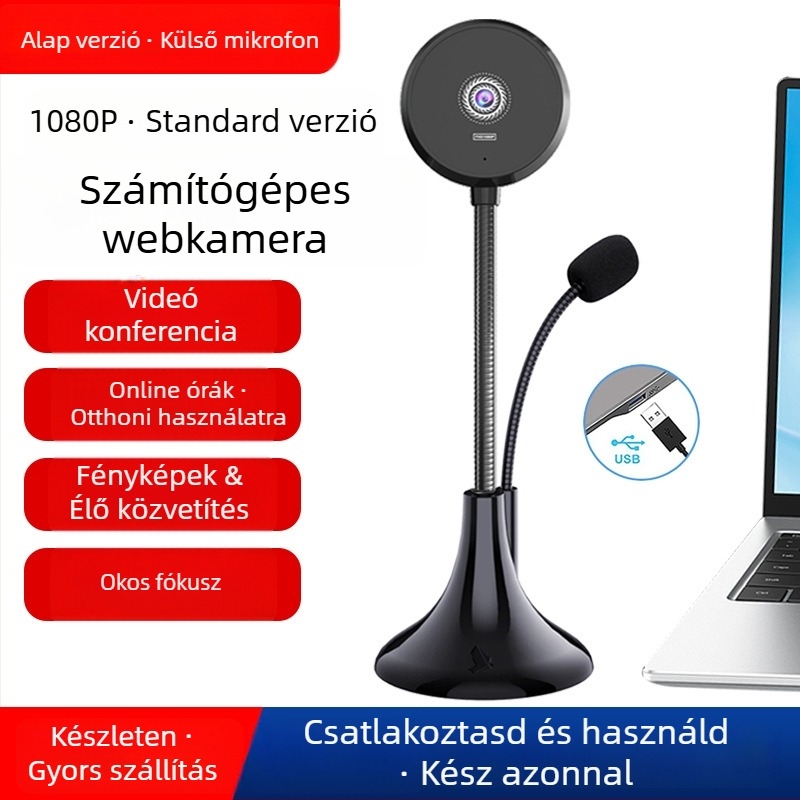 S60A laptop/asztali kamera beépített mikrofonnal — 4K (3840x2160), 60FPS, USB 2.0, autófókusz