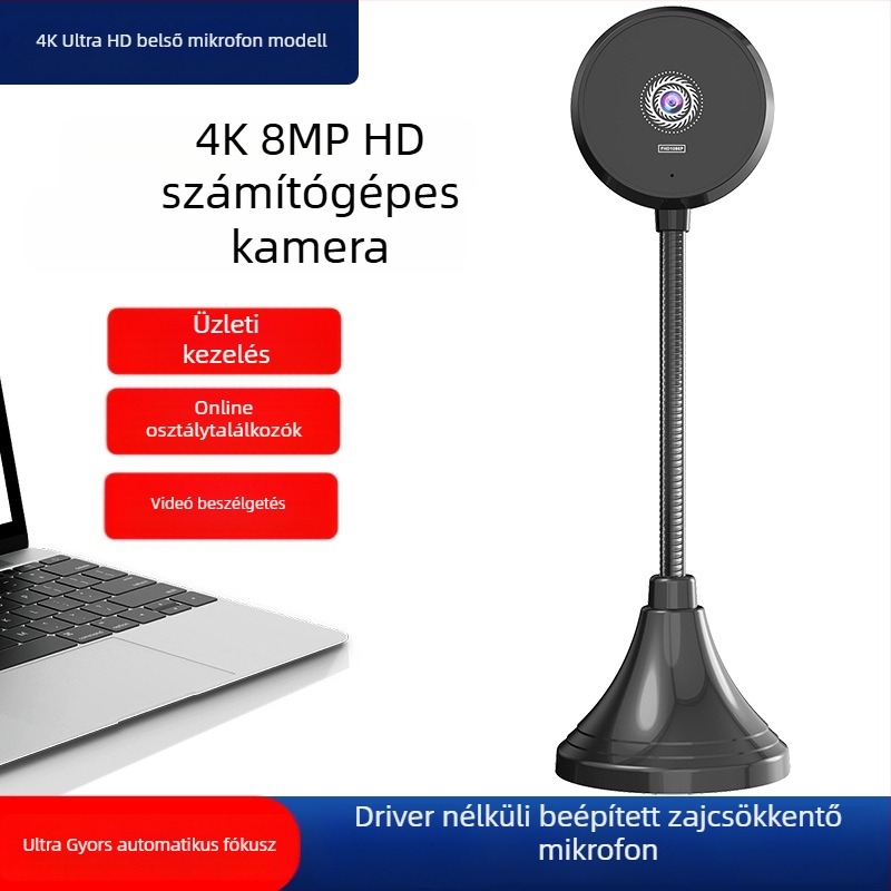 S60A laptop/asztali kamera beépített mikrofonnal — 4K (3840x2160), 60FPS, USB 2.0, autófókusz