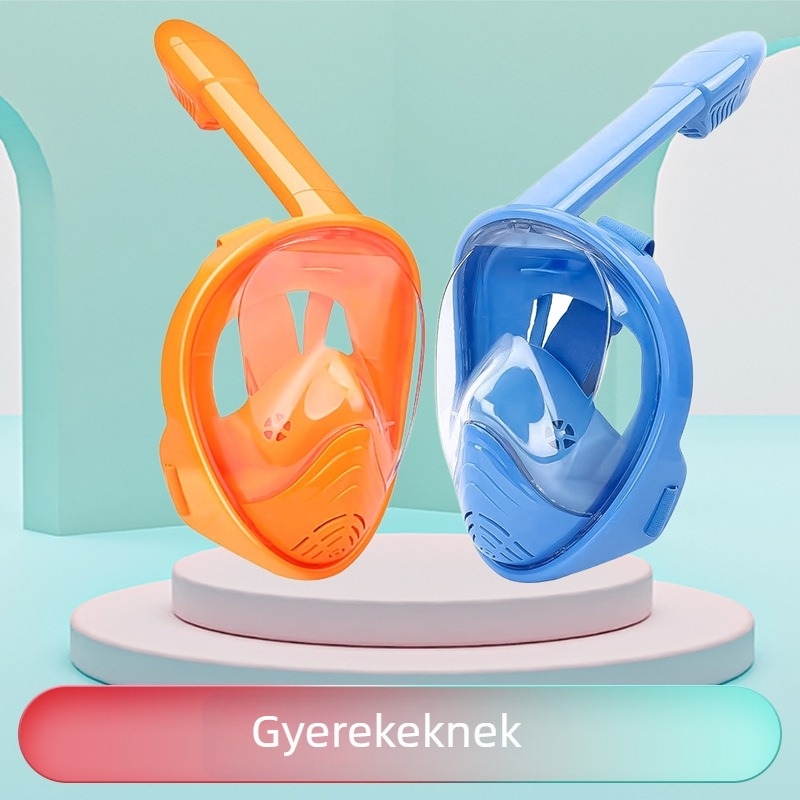 Gyerekeknek szóló teljes arcú búvármaszk készlet, ABS anyagú, vízálló és páramentes, OEM privát címkével