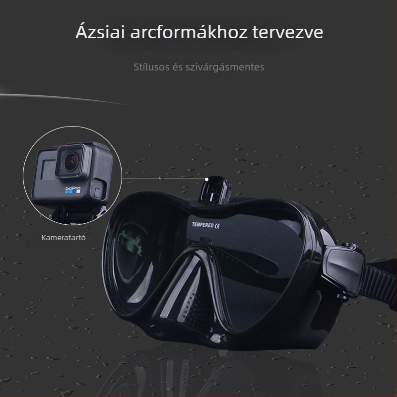 GoPro tartóval ellátott búvármaszk, szabad merüléshez és snorkelhez