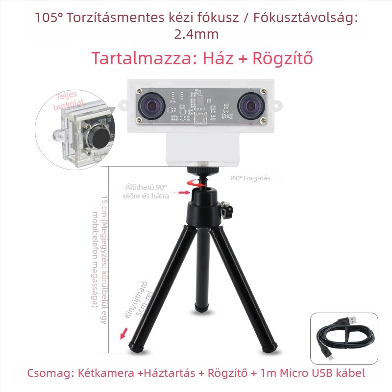 Sztereo kamera modul, 1.0MP szenzor, 3D rekonstrukció és arcfelismerés, mélységérzékelés, USB 2.0 drivertől mentes, 30FPS