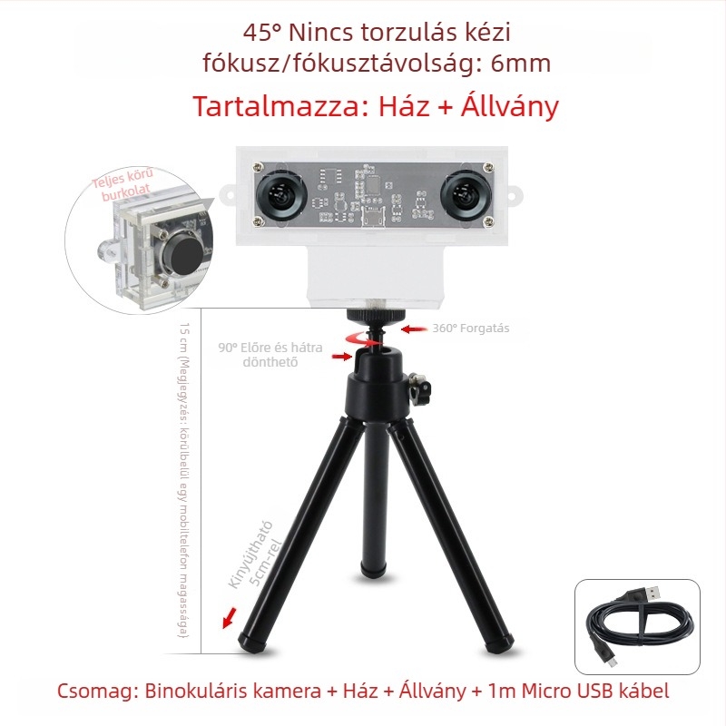 Sztereo kamera modul, 1.0MP szenzor, 3D rekonstrukció és arcfelismerés, mélységérzékelés, USB 2.0 drivertől mentes, 30FPS