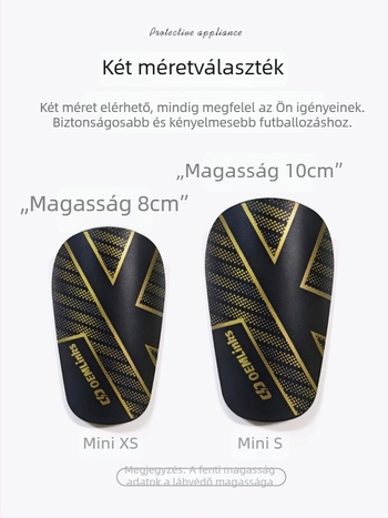 Beilleszthető mini sípcsontvédő futball edzésekhez — műanyag, testre szabható, alkalmas futballra, kosárlabdára és röplabdára
