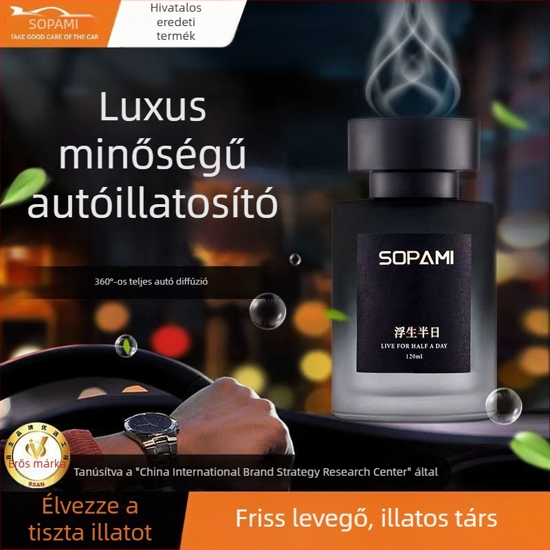 Autóba szánt aromaterápiás parfüm díszdarab Liuli anyaggal, citrus illattal, 120 ml, illat tartóssága >90 nap, élettartam 3 év