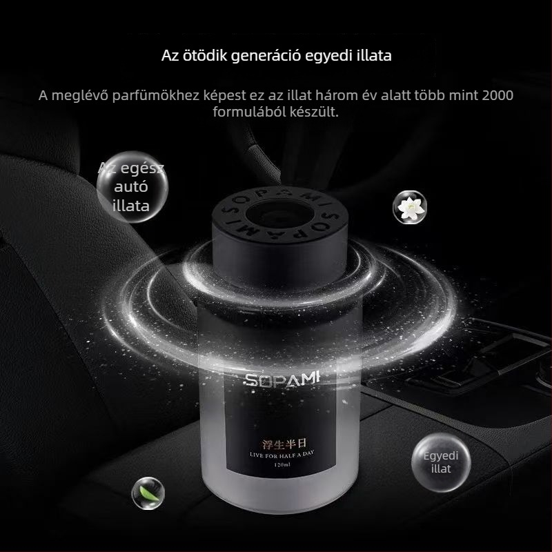 Autóba szánt aromaterápiás parfüm díszdarab Liuli anyaggal, citrus illattal, 120 ml, illat tartóssága >90 nap, élettartam 3 év