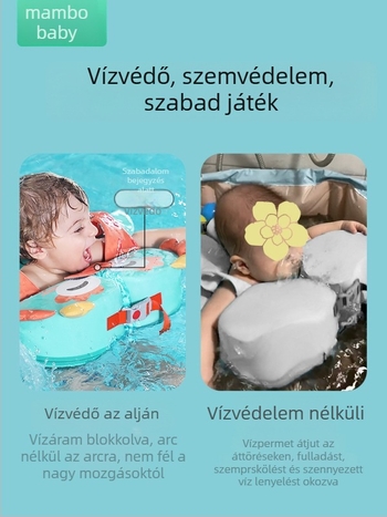 Mambobaby Nincs felfújásra szükség – hónalj alatti úszógumi Totoro mintával, állítható, kétrészes dizájn, 3 hónaptól 6 éves korig