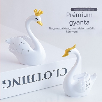 Két darab hattyú alakú autóbelső dísz középkonzolhoz, gyanta anyag, egyszerű stílus, dekoráció