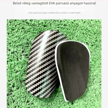 Futballhoz készült karbon rost mintázatú lábszárvédő, műanyagból, mini/master modell, felnőtteknek és gyerekeknek, futáshoz, kerékpározáshoz és lábvoliba alkalmas