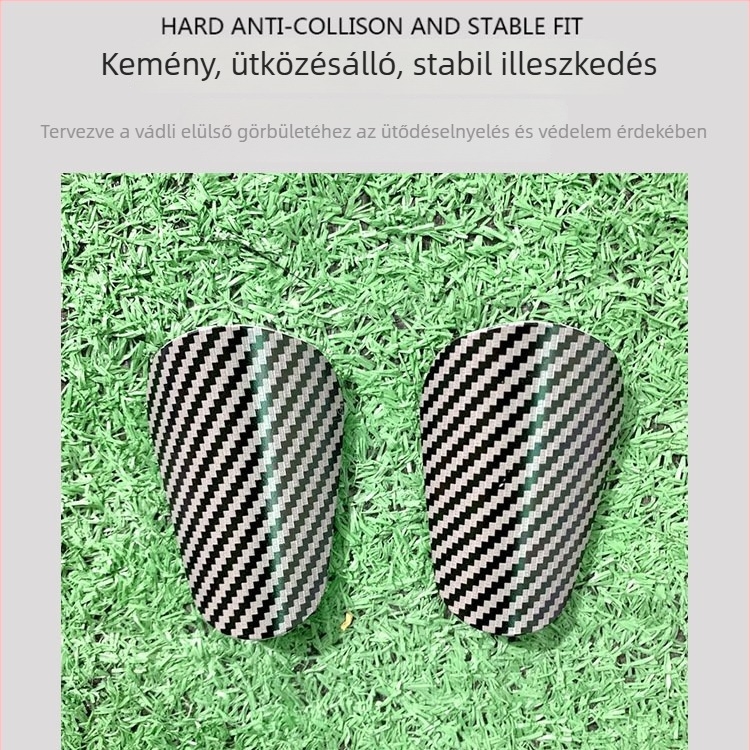 Futballhoz készült karbon rost mintázatú lábszárvédő, műanyagból, mini/master modell, felnőtteknek és gyerekeknek, futáshoz, kerékpározáshoz és lábvoliba alkalmas