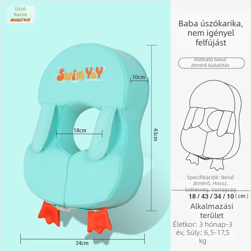 Csecsemő alkar alatti úszógyűrű pingvines mintával, 6 hónapos kortól 3 éves korig, otthoni használatra, felfújás nélkül
