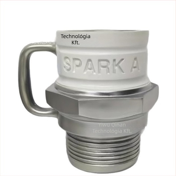 Spark Plug Mug – kávés bögre rozsdamentes acélból, 3D dizájn, modern minimalista stílus, érdekes díszítés