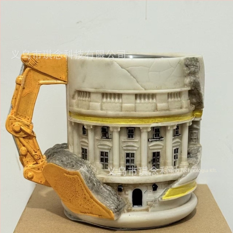 Spark Plug Mug – kávés bögre rozsdamentes acélból, 3D dizájn, modern minimalista stílus, érdekes díszítés
