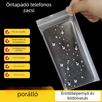 Önzáró, átlátszó PE zacskó mobiltelefon-kiegészítőinek csomagolásához (Anyag: PE; Márka: First Benefit; Cél: mobiltelefon-kiegészítők csomagolása)