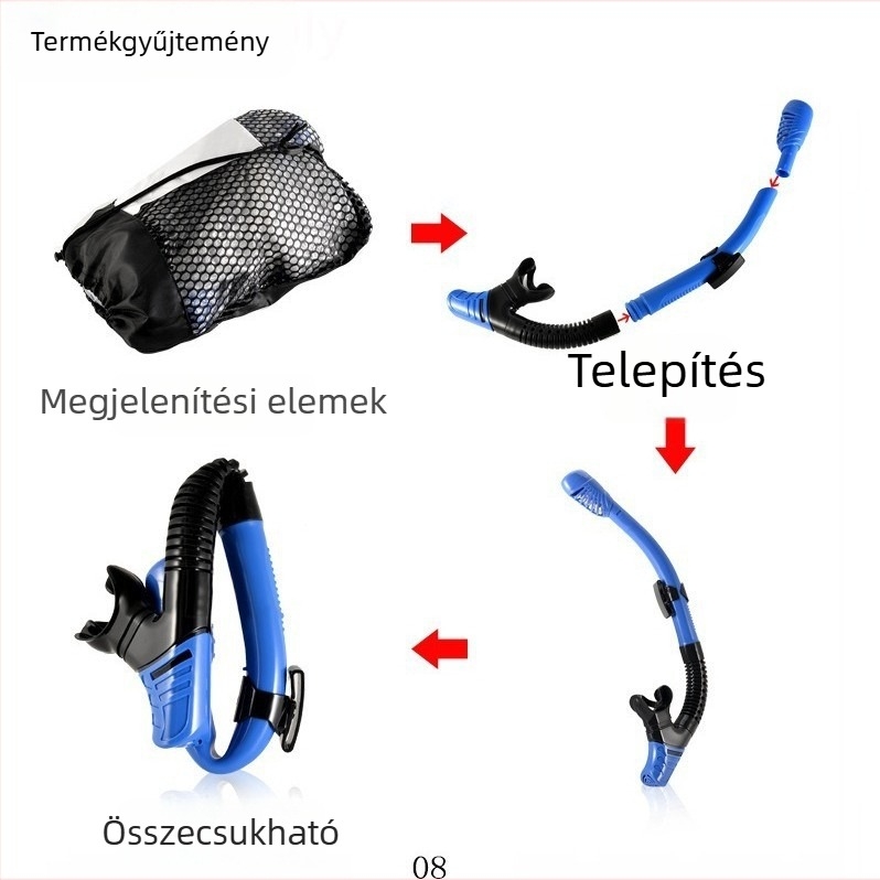 Teljesen száraz sznorkelező szemüveg – szilikon + PC lencsék, felnőtteknek