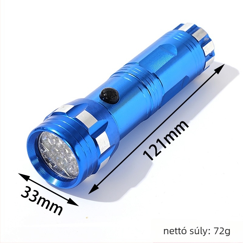 LED zseblámpa alumíniumötvözet testtel, 3W LED, AA elem, kézi nyomású energiaellátás