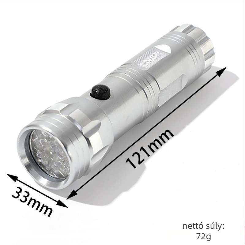 LED zseblámpa alumíniumötvözet testtel, 3W LED, AA elem, kézi nyomású energiaellátás