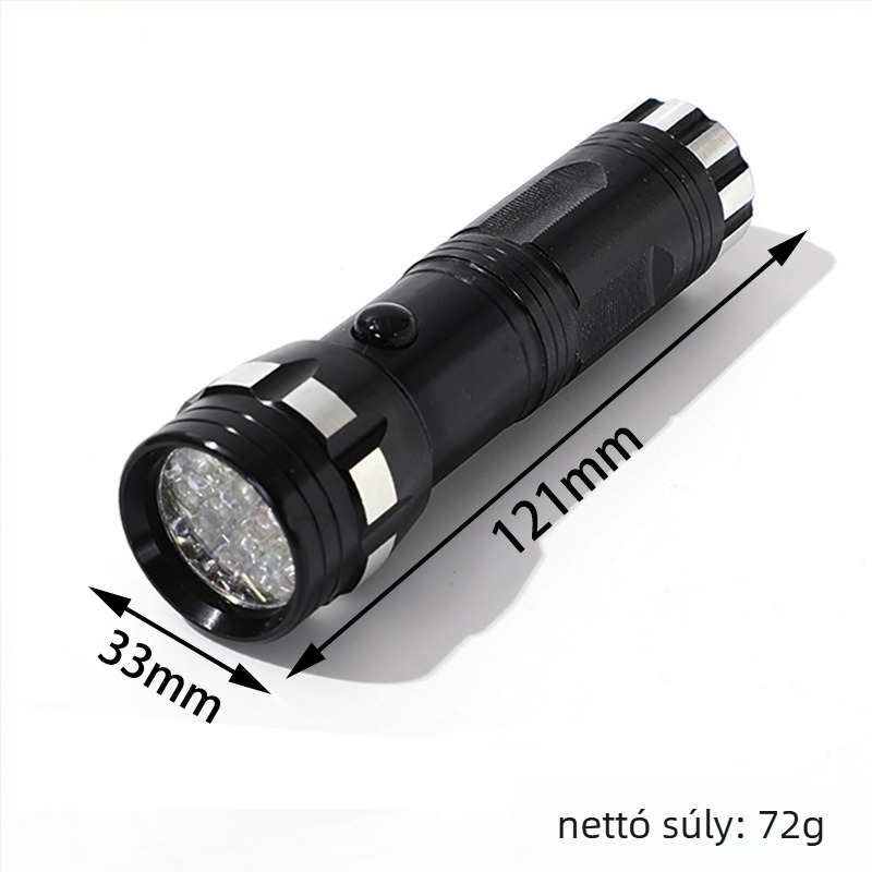LED zseblámpa alumíniumötvözet testtel, 3W LED, AA elem, kézi nyomású energiaellátás