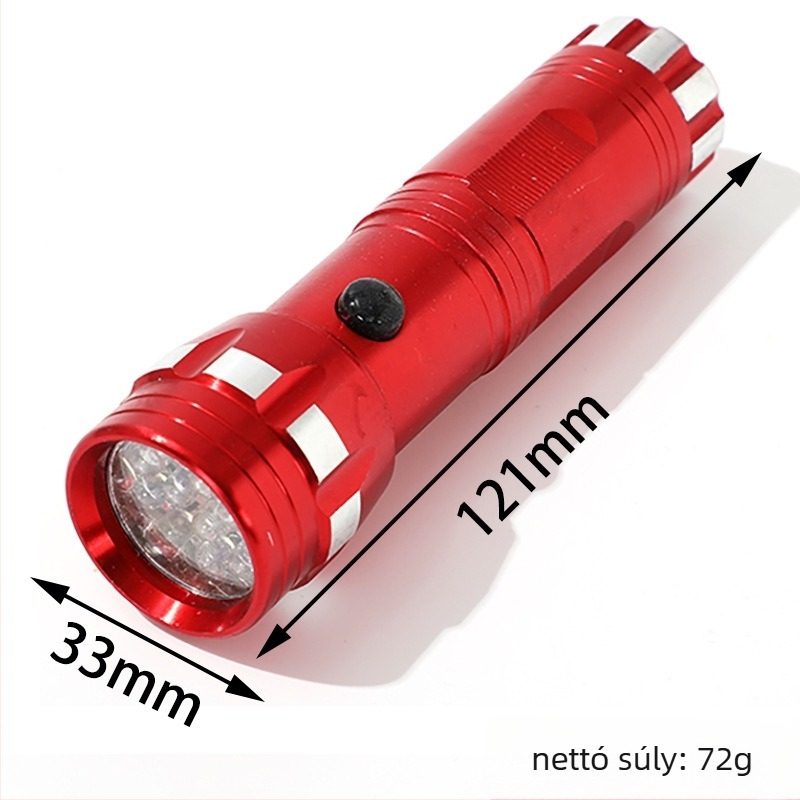 LED zseblámpa alumíniumötvözet testtel, 3W LED, AA elem, kézi nyomású energiaellátás