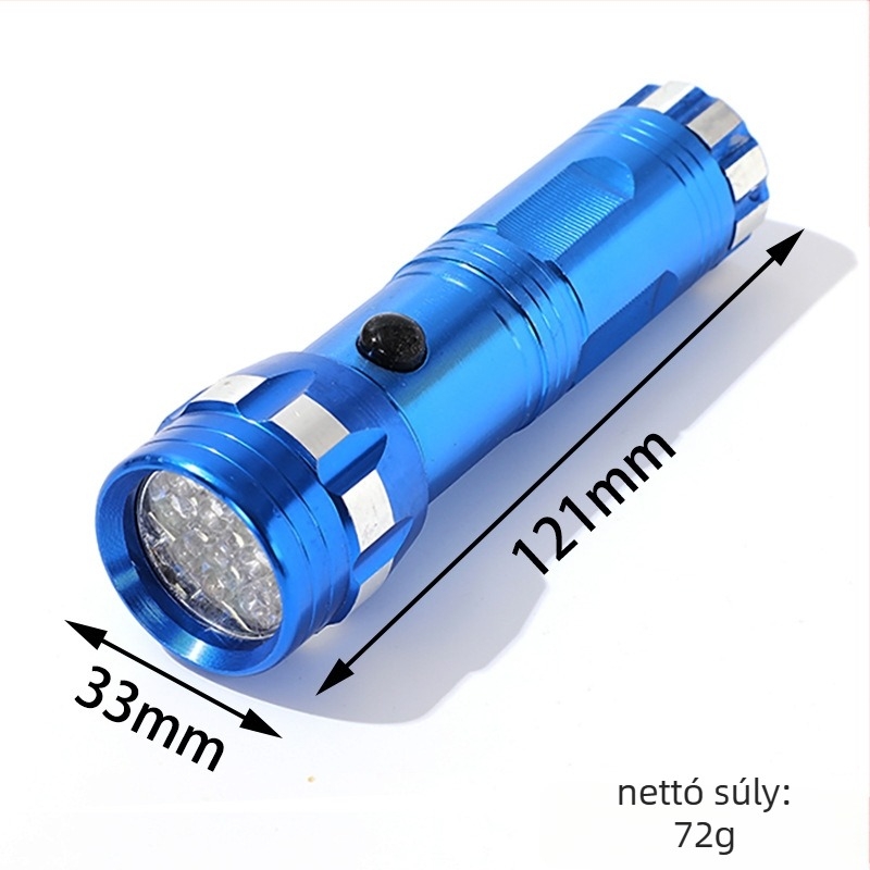 LED zseblámpa alumíniumötvözet testtel, 3W LED, AA elem, kézi nyomású energiaellátás