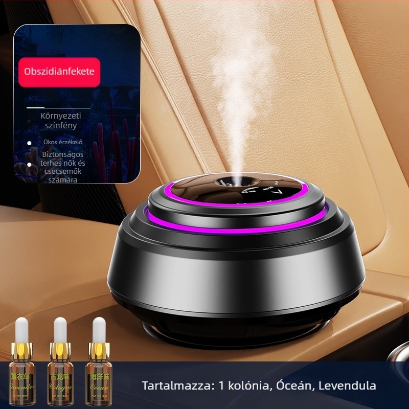 Autó aromaterápiás diffúzor, fémes kivitel, elektronikus permetezés — Hanna