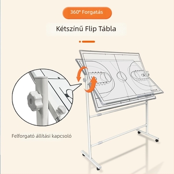 Összecsukható mágneses taktikai tábla kosárlabdára és futballra, állvánnyal, kétoldalas, alumíniumötvözet keret, kód zjszsb-001