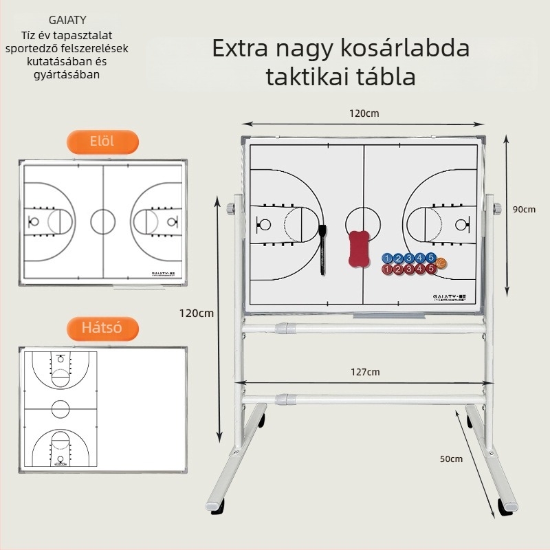 Összecsukható mágneses taktikai tábla kosárlabdára és futballra, állvánnyal, kétoldalas, alumíniumötvözet keret, kód zjszsb-001