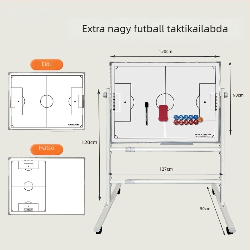 Összecsukható mágneses taktikai tábla kosárlabdára és futballra, állvánnyal, kétoldalas, alumíniumötvözet keret, kód zjszsb-001