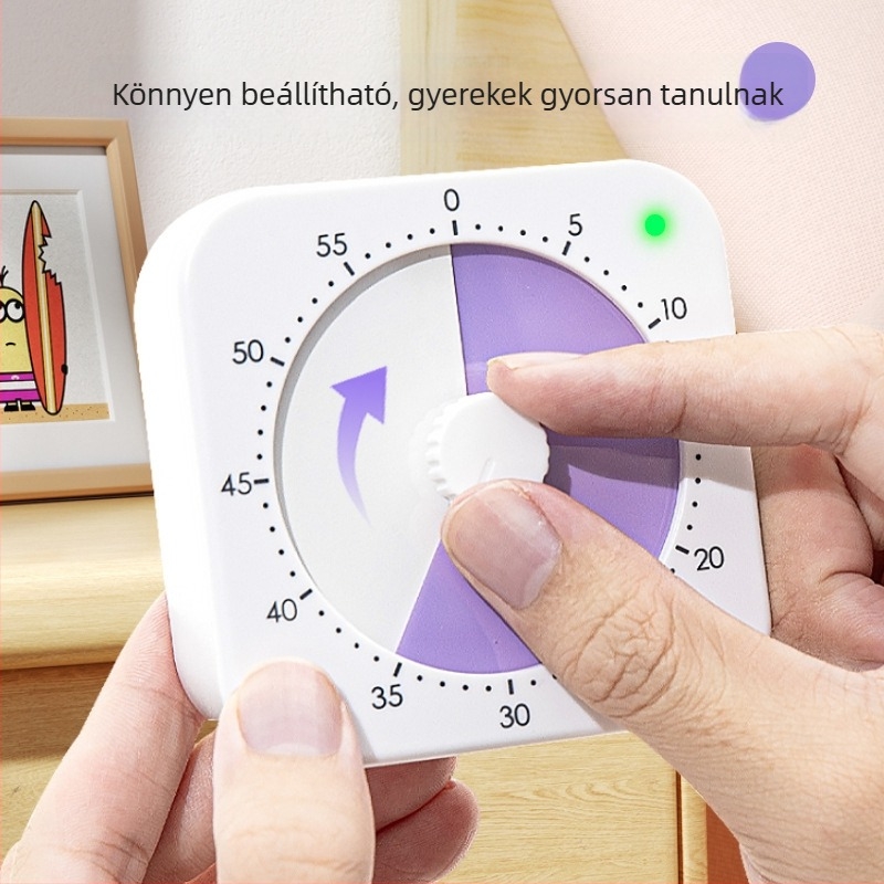 Diákoknak szóló vizuális mágneses időmérő – önfegyelem és a tanulás menedzsmentje, kvarc mechanizmus, elemes működés, négyszögletes kialakítás