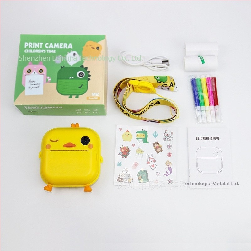 Gyerekeknek készült azonnali nyomtatású kamera, modell M2, 2,4 hüvelykes LCD, 48 MP, TF memóriakártya, 1200 mAh akkumulátor