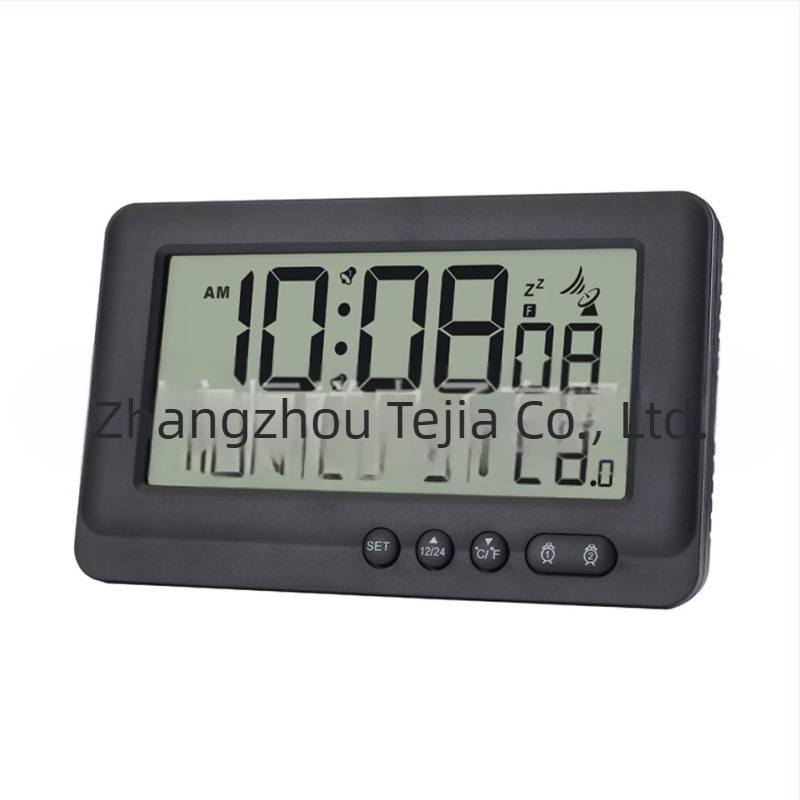 Rádióvezetésű LCD ébresztőóra hőmérővel, örökös naptárral és ébresztő funkcióval