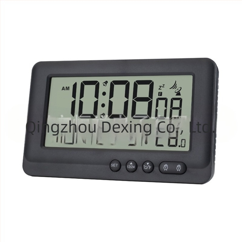 Rádióvezetésű LCD ébresztőóra hőmérővel, örökös naptárral és ébresztő funkcióval