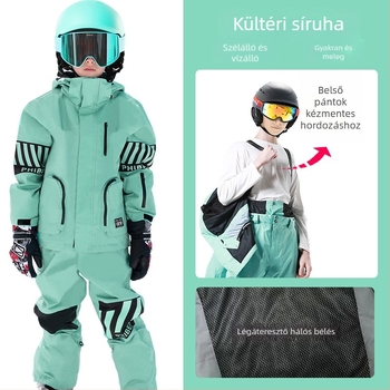 Phibee uniszex gyerek síoverál, vízálló 10000mm, szélálló, lélegző, polár fleece bélés, mercerizált velúr pamut töltet