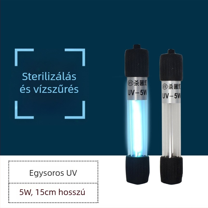 Merülő UV fertőtlenítő lámpa akvariumhoz — kvarccső, 5W/7W/9W/11W, fertőtlenítés és sterilizálás, 0,5 kg