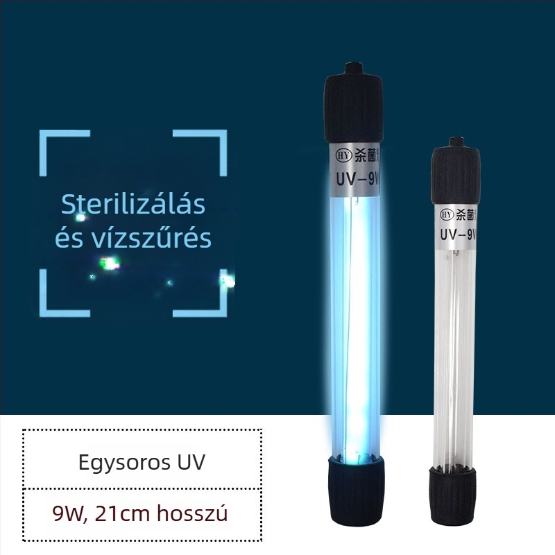 Merülő UV fertőtlenítő lámpa akvariumhoz — kvarccső, 5W/7W/9W/11W, fertőtlenítés és sterilizálás, 0,5 kg