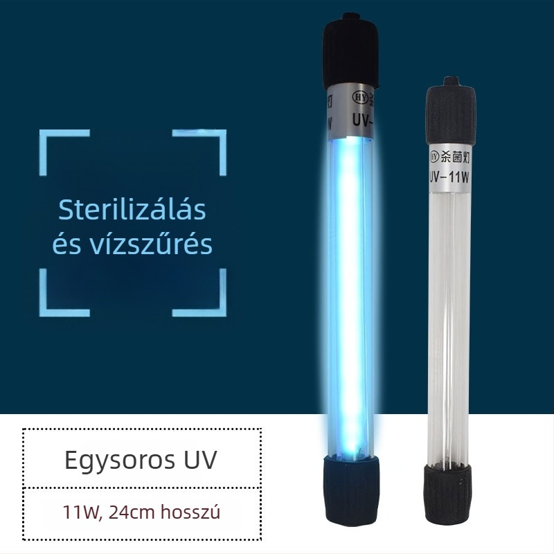 Merülő UV fertőtlenítő lámpa akvariumhoz — kvarccső, 5W/7W/9W/11W, fertőtlenítés és sterilizálás, 0,5 kg