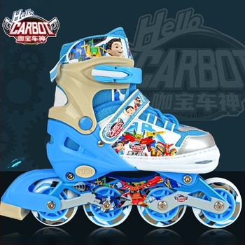 Gyerekeknek szóló görkorcsolya rajzfilm mintával, egysoros kerekek, PU kerekek, uniszex