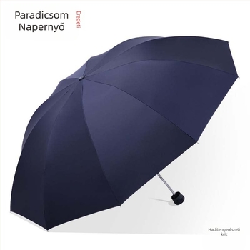 Paradise esernyő napra és esőre — összecsukható, kézi nyitás/zárás, 10 acél bordázat, 210T vászon vinil bevonattal, reklámlogó nyomtatva, UPF>50