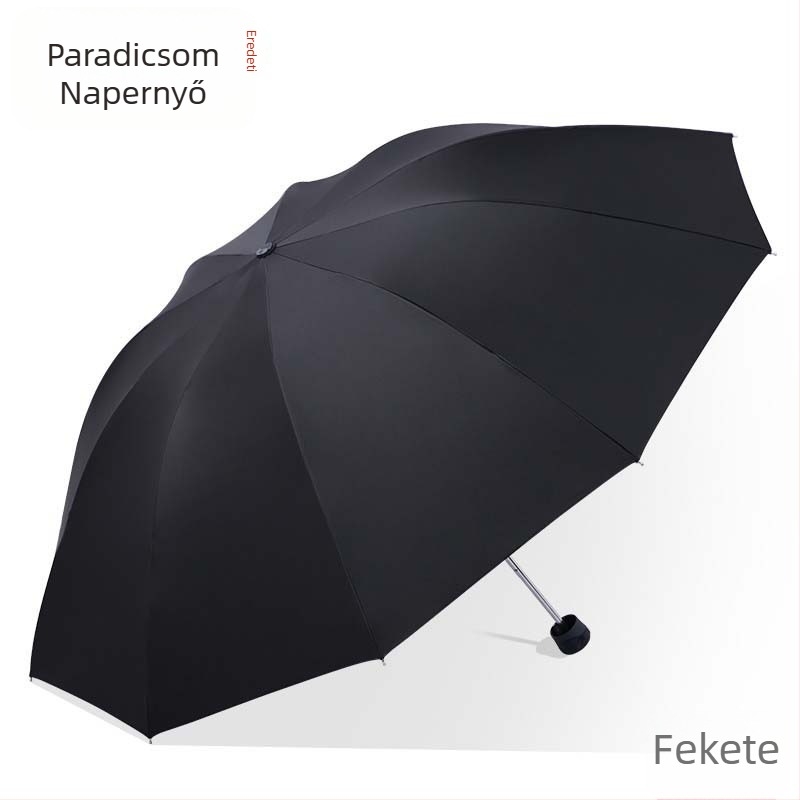 Paradise esernyő napra és esőre — összecsukható, kézi nyitás/zárás, 10 acél bordázat, 210T vászon vinil bevonattal, reklámlogó nyomtatva, UPF>50
