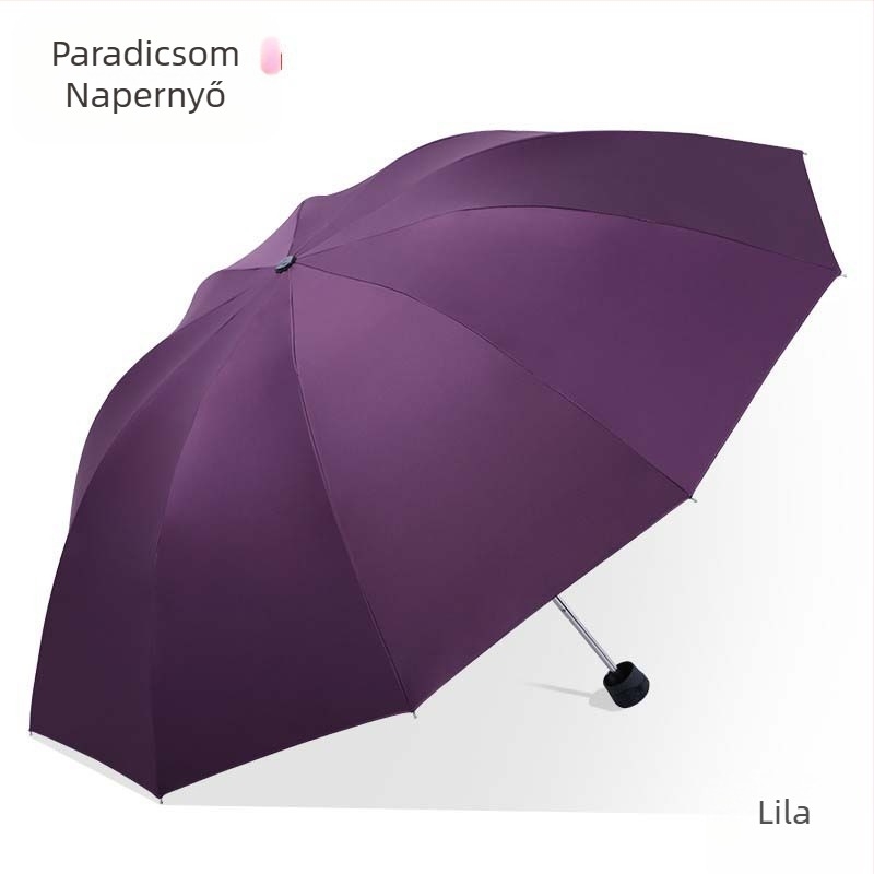 Paradise esernyő napra és esőre — összecsukható, kézi nyitás/zárás, 10 acél bordázat, 210T vászon vinil bevonattal, reklámlogó nyomtatva, UPF>50