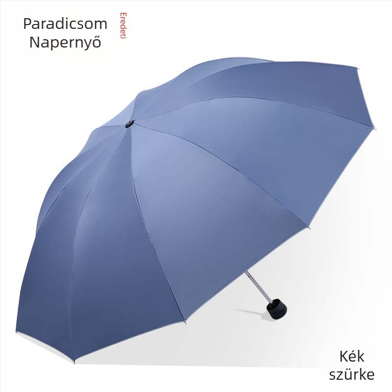 Paradise esernyő napra és esőre — összecsukható, kézi nyitás/zárás, 10 acél bordázat, 210T vászon vinil bevonattal, reklámlogó nyomtatva, UPF>50
